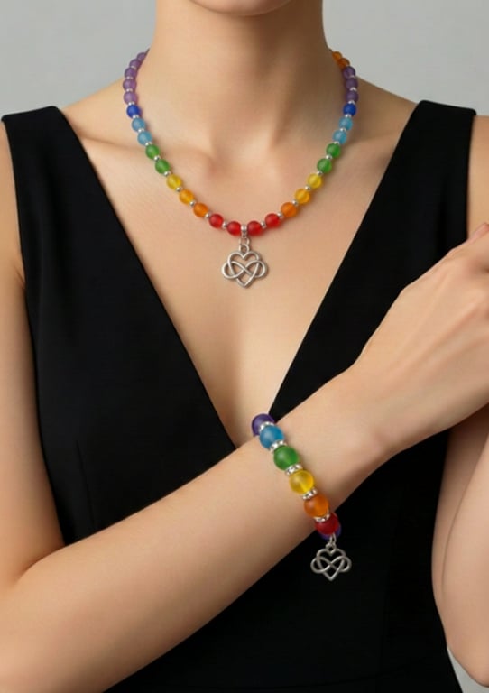 Bracelet and necklace beaded set