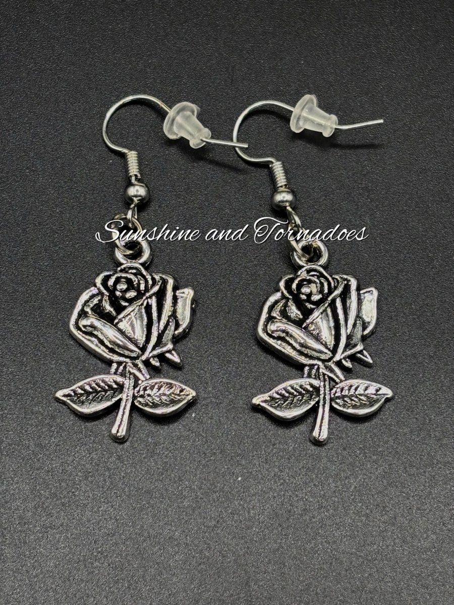 Alternative Style Rose Earrings. Hypoallergenic. Memorial Gift. Gift for Her. 