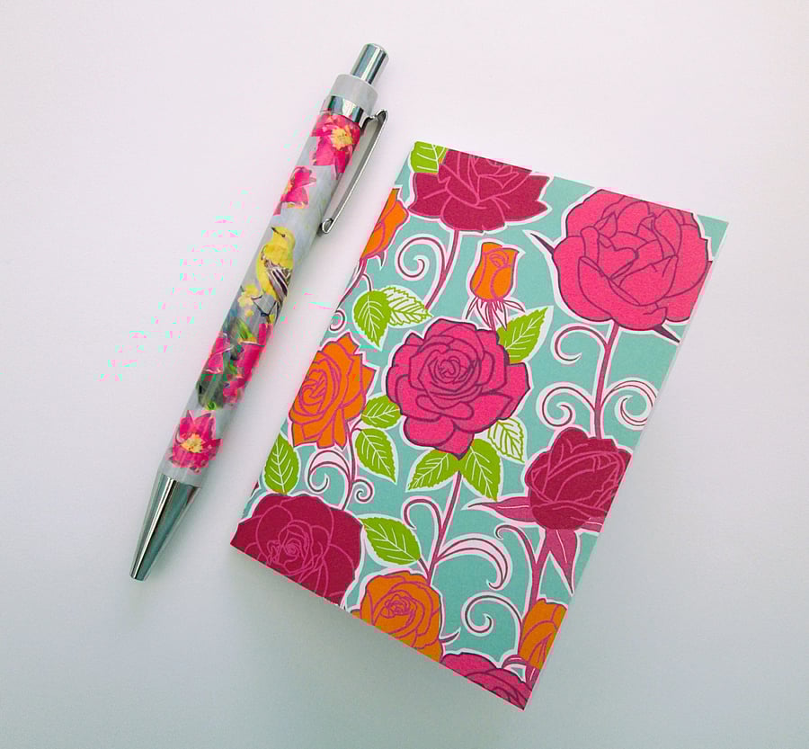 Perfectly imperfect pink rose floral A7 mini pocket notebook, seconds