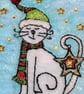   Festive Cat Embroidered Christmas Card. - Image 5