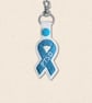 PTSD Awareness Ribbon Keyring - Embroidered Faux Leather Bag Charm
