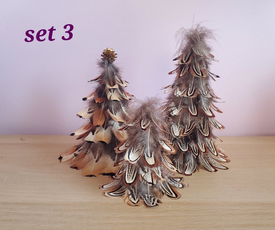 Christmas feather decorations Set 3