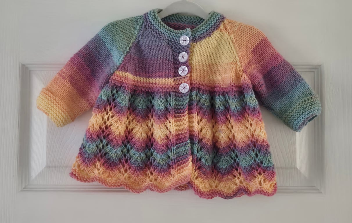Baby girl striped cardigan, newborn to 3 months - baby shower gifts, newborn