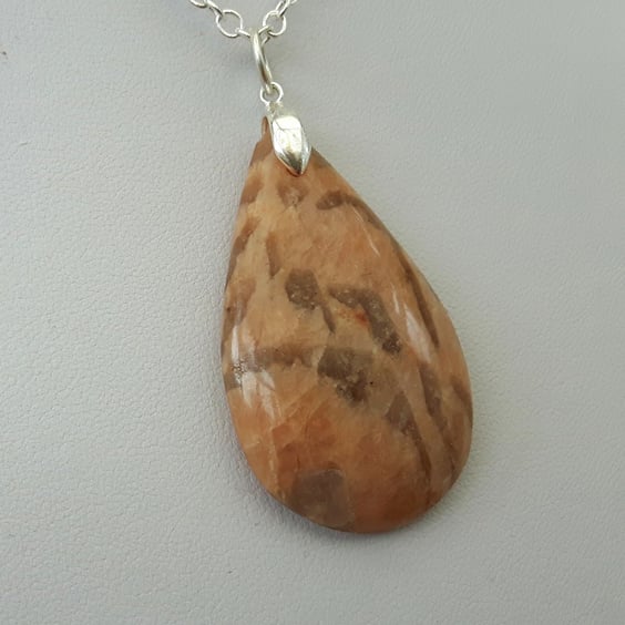  Silver Chain Necklace with Gemstone Pendant