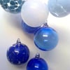 Opaque Lapis Blue Hand Blown Glass Bauble, Christmas Ornament