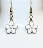 Handmade White Flower Pendant Dangle Earrings with 14K Gold Plate