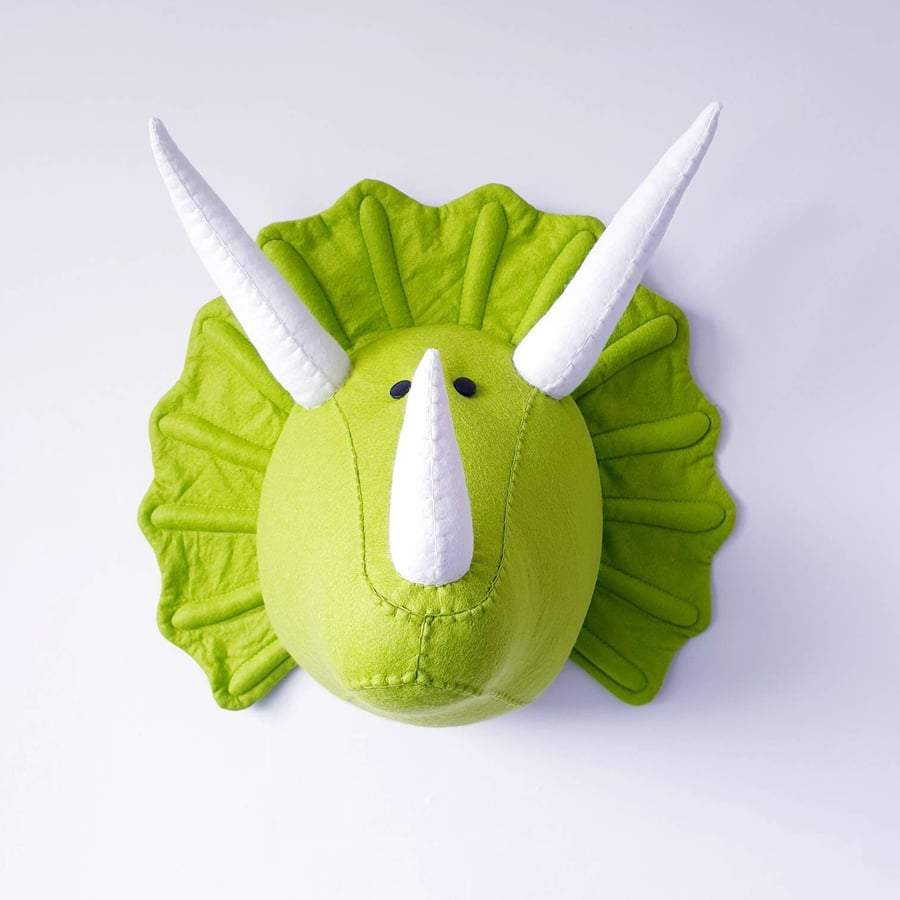 TRICERATOPS Felt Faux Taxidermy Dinosaur Gr. Folksy