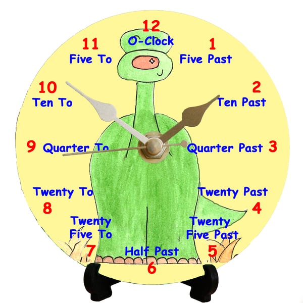 12cm DIY clock kit Dinosaur illustration - Help to learn how to tell the time