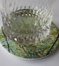 Ceramic coaster - round coaster - matt finish - green leaf print - Image 4