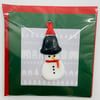 Christmas card with Fused Glass Snowman Tree Decoration.