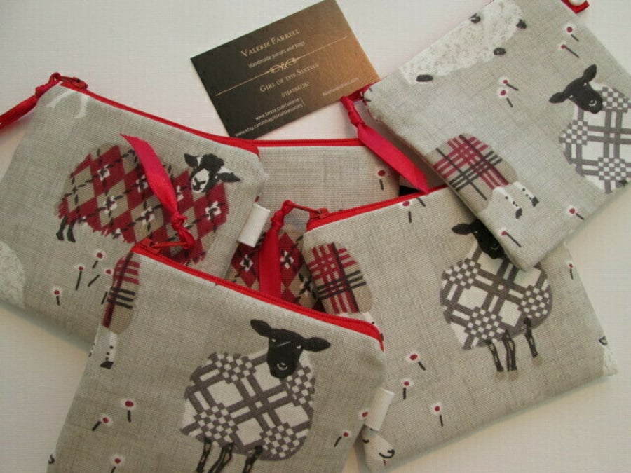 SALE Red Sheep  Coin Purse