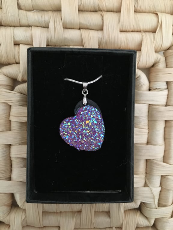 Sparkling Resin Druzy Heart Pendant