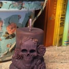 Skull roses and snake design pillar candle Halloween candy corn scented  