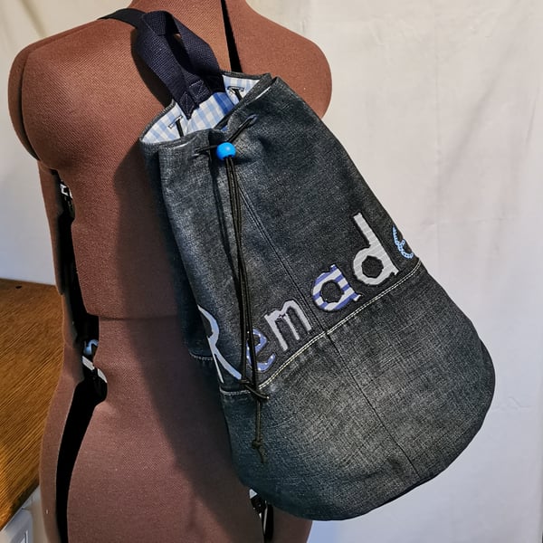 Denim duffle bag