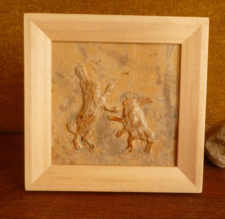 'Dancing Hares' Ceramic Artwork