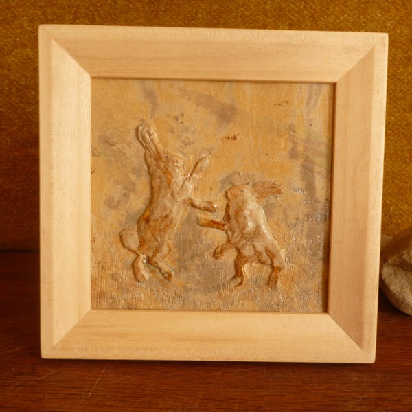 'Dancing Hares' Ceramic Artwork