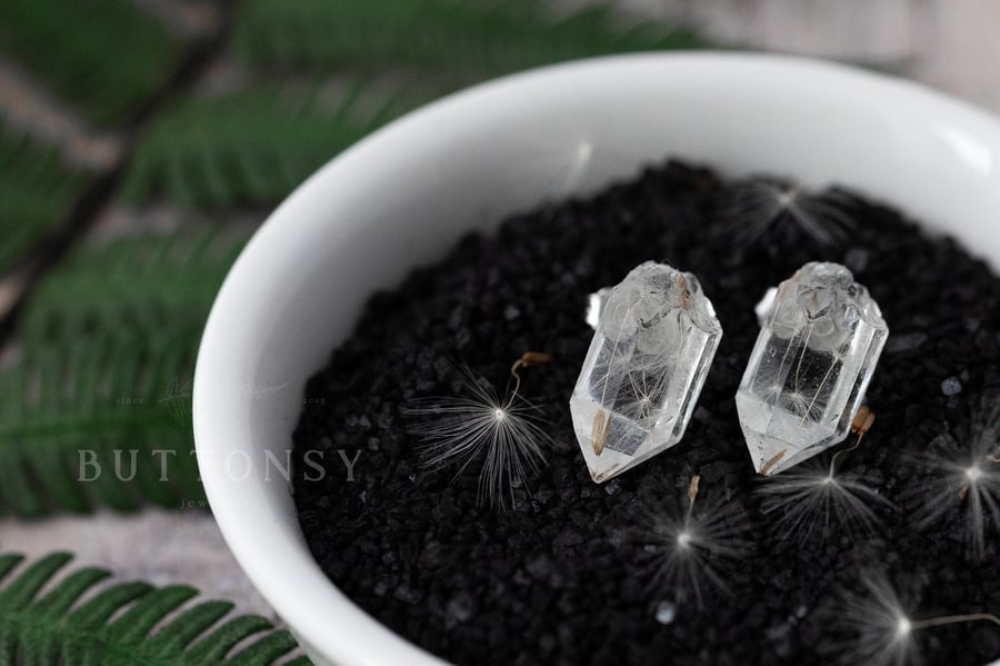 Dandelion Earrings Raw Crystals Dandelion Wish Earrings Gifts For Her Resin Jewe