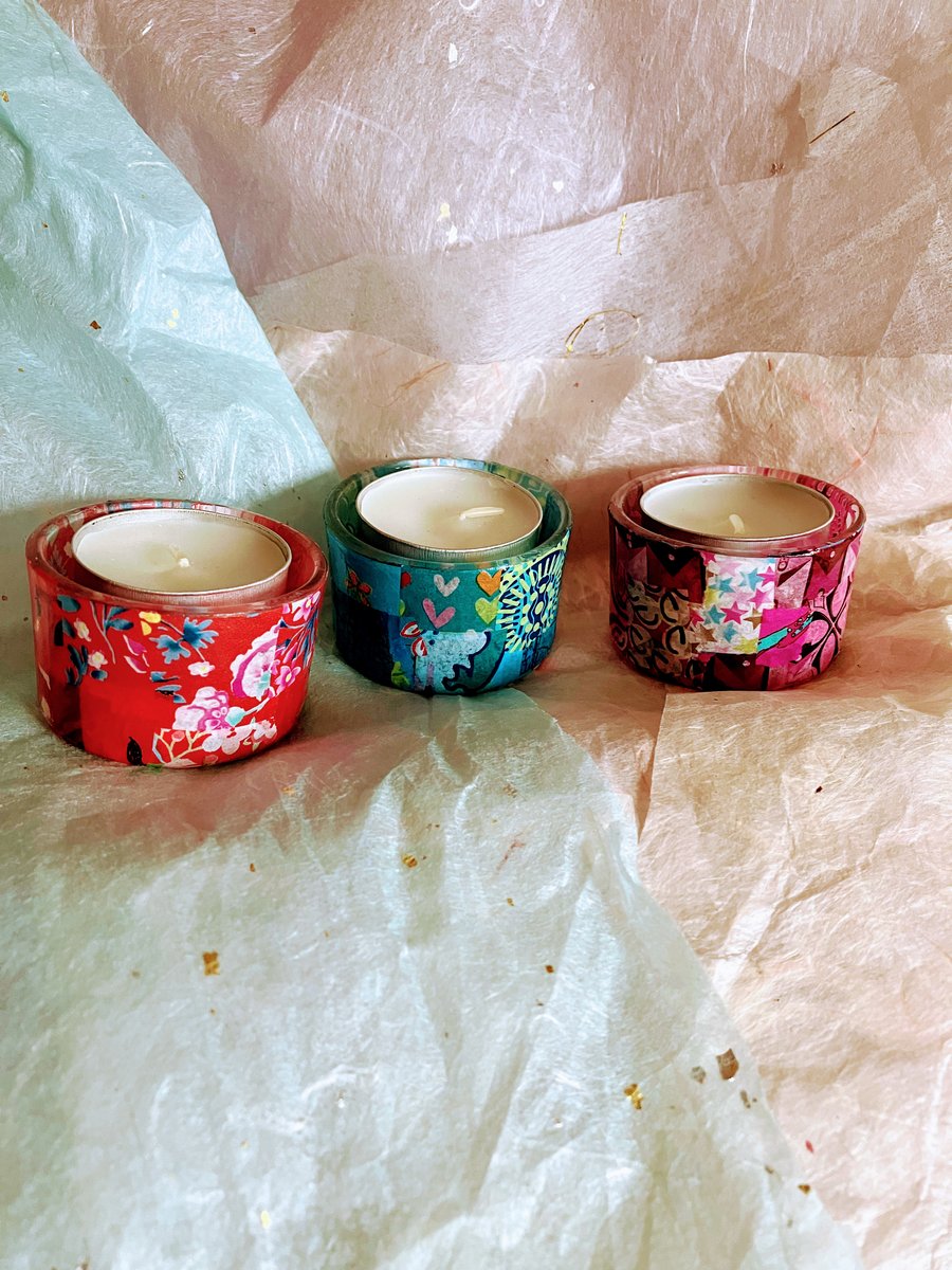 3 glass decopatch tea lights