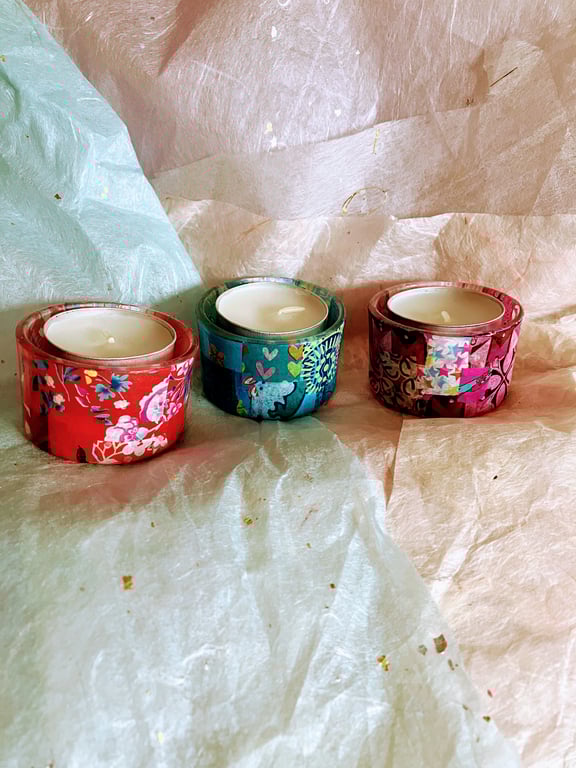 3 glass decopatch tea lights