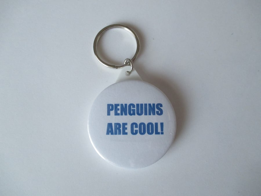 Keyring Funny Text Gift Key Ring Penguins Are Cool
