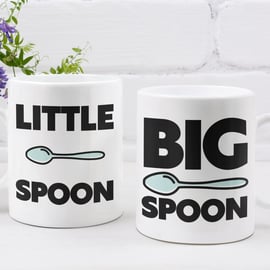 Little Spoon & Big Spoon - Set Of Two Mugs - Couple Gift Hilarious Anniversary 