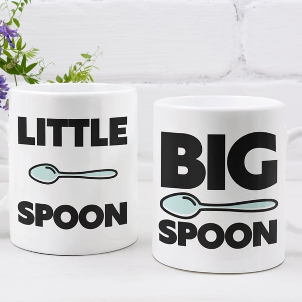 Little Spoon & Big Spoon - Set Of Two Mugs - Couple Gift Hilarious Anniversary 