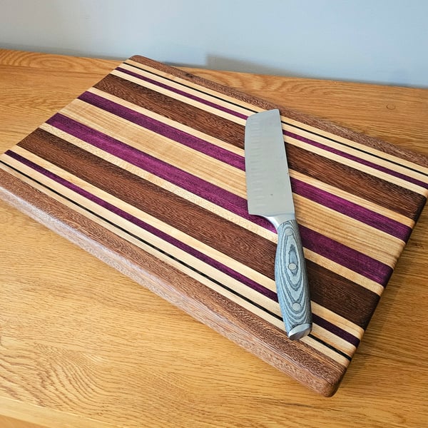 Handmade Hardwood Chopping Board – Maple, Wild Mango, Purpleheart & Iroko