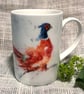 Running Pheasant Watercolour Bone China Mug, Wildlife Art Mug by Watercolour Art