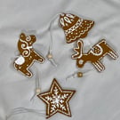 Christmas Tree Decorations Gingerbread Style Ornaments Hand Painted Handmade