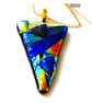 Patchwork Triangle Dichroic Fused Glass Pendant Colour choice gift handmade - Image 9