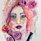 Watercolour Portrait - Rosie in Black Vest