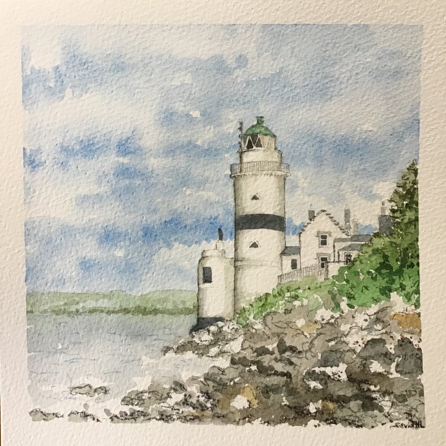 Cloch Lighthouse, Scotland original watercolour