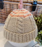 Designer Hand Knitted Cable Knottet Beanie Hat  0 - 3 months size - Image 2