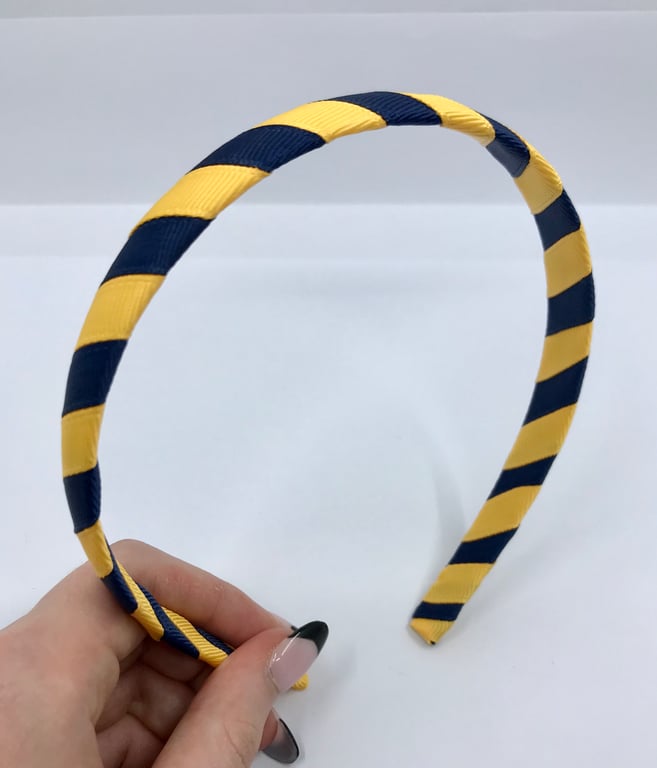 School `navy and Yellow Gold 1.8cm striped Hairband