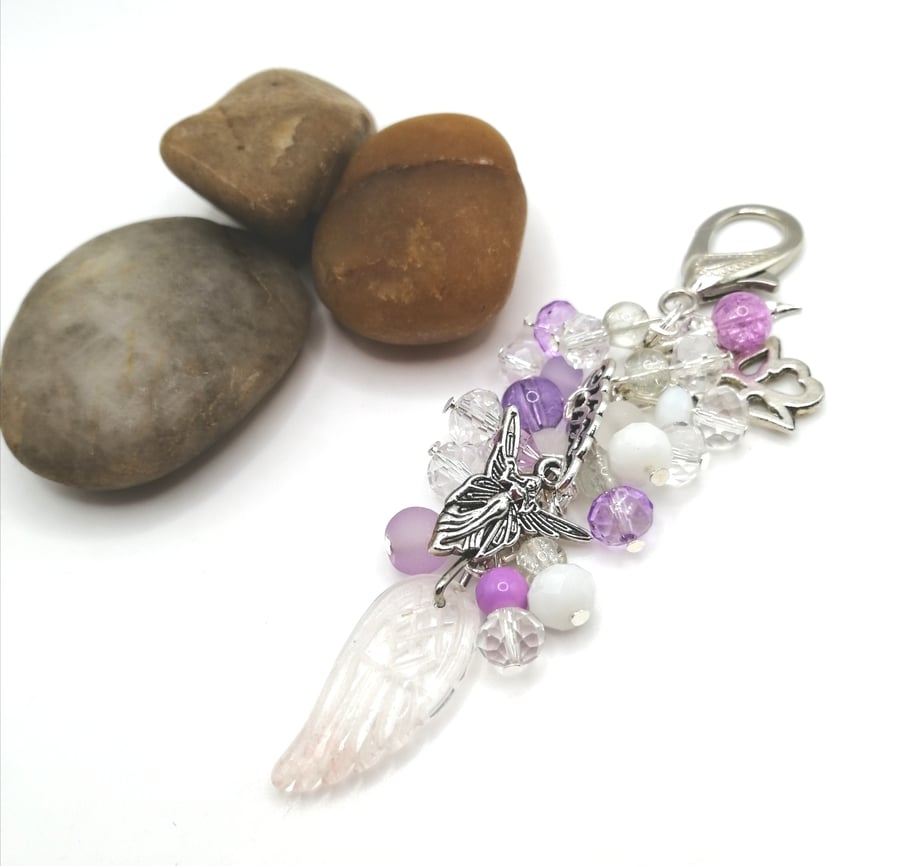 Quartz Angel Wing Bag Charm