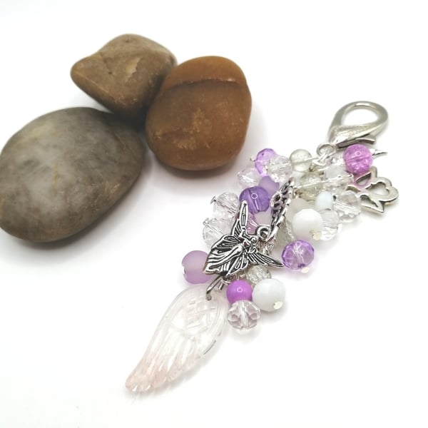 Quartz Angel Wing Bag Charm