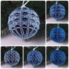 Christmas baubles boxed set of 6 large decorated with crochet lace (A48)