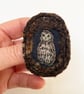 Upcycled tawny owl brooch pin or badge. 