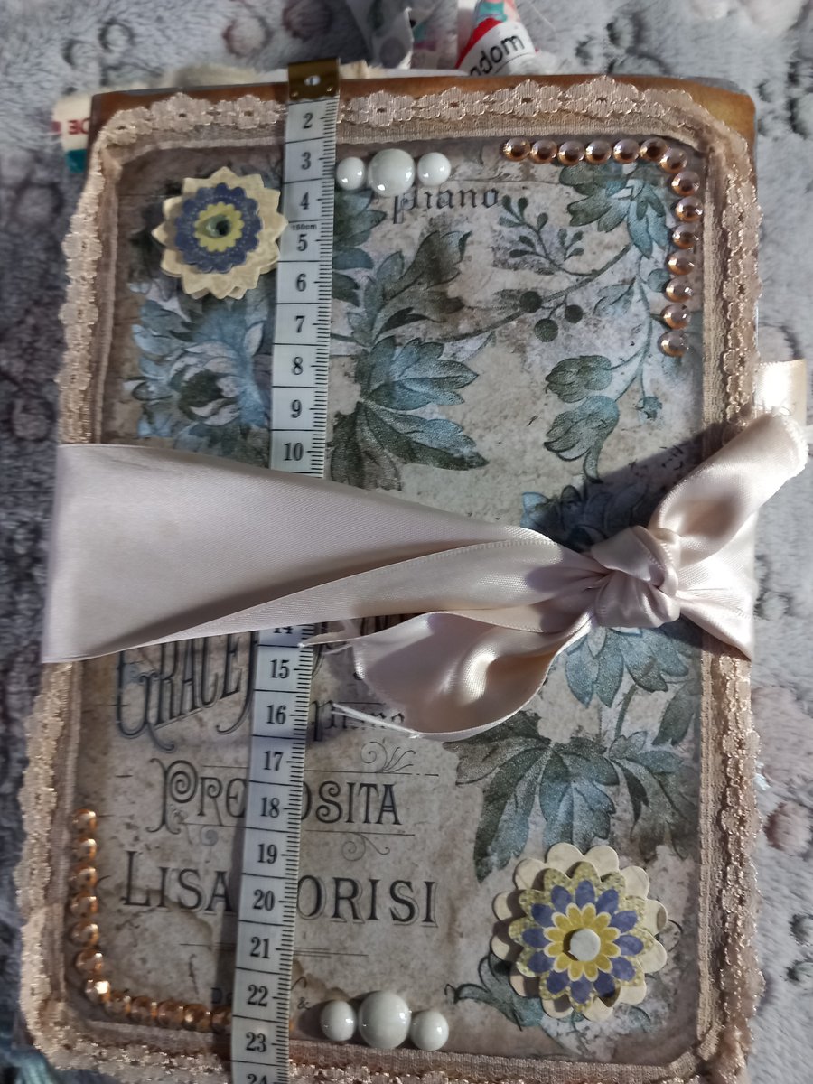 Hand Made beautiful Parisian Blue & Beige Themed chunky thick decorated Journal