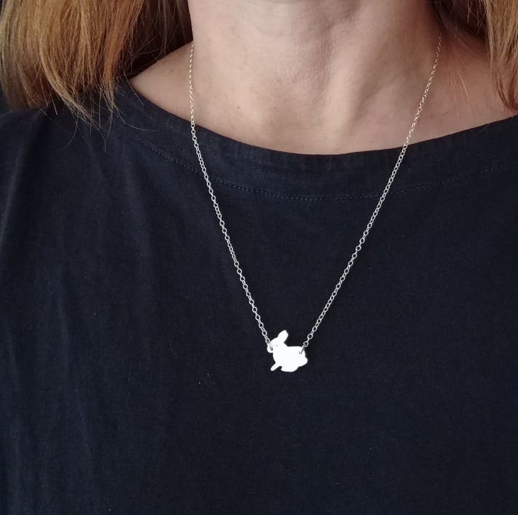 Recycled sterling silver rabbit pendant necklac... - Folksy