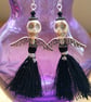 Gothic Black Tassel Skull Angel Statement Earrings - Image 1