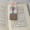 Embroidered Bookmark - Winter Sunset , embroidered layered lace