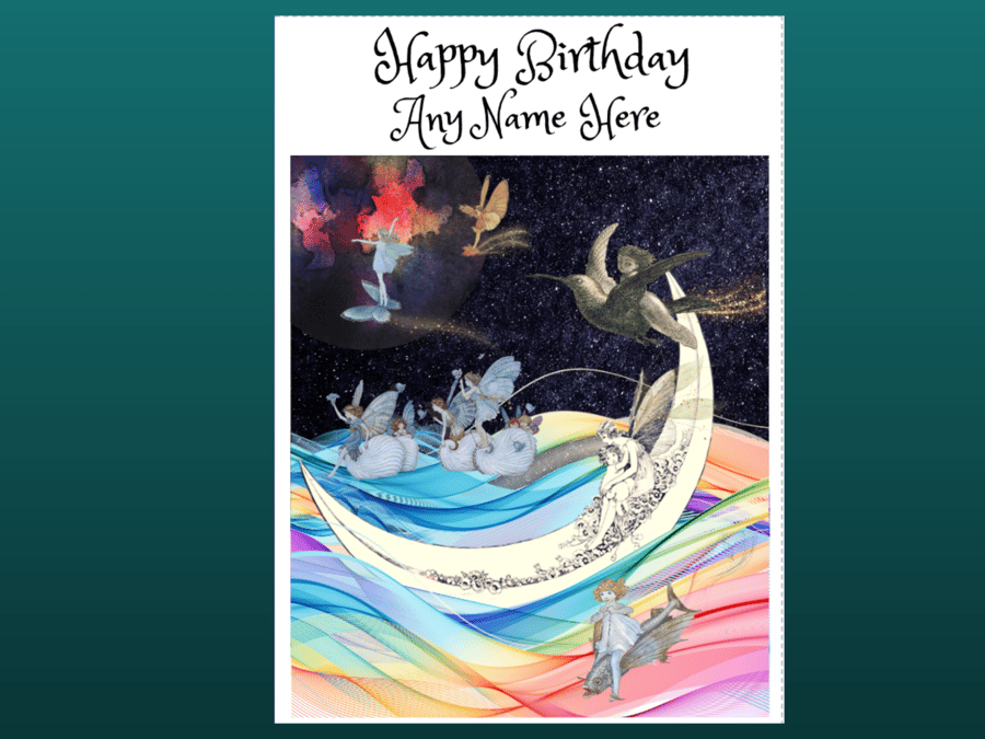 Birthday Card Fairy Fairies Sun Light Personalisable Seeded Card Option Wiccan 