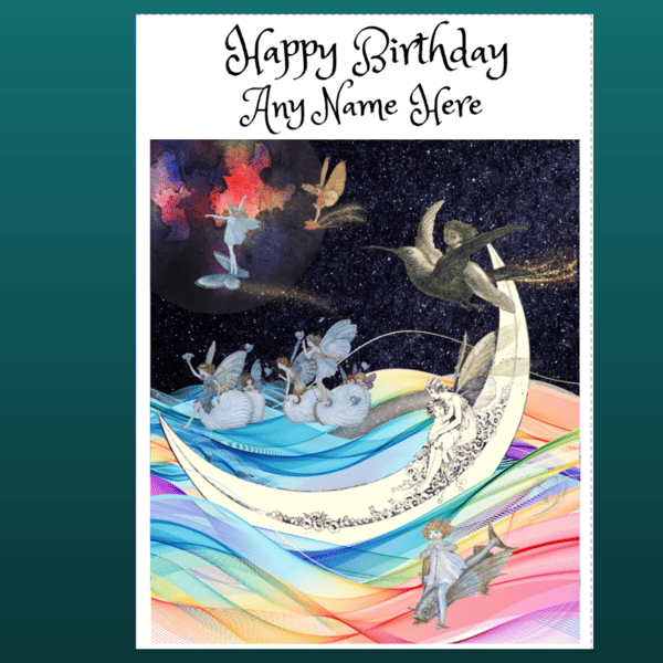 Birthday Card Fairy Fairies Sun Light Personalisable Seeded Card Option Wiccan 