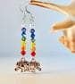 Rainbow Chakra Swarovski Earrings With Elephant Charms - Handmade In Devon - Image 1