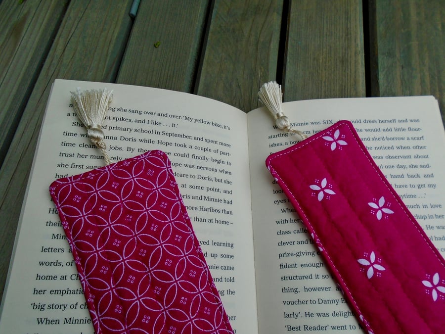  Set of 2  - Quilted Cotton Bookmarks 