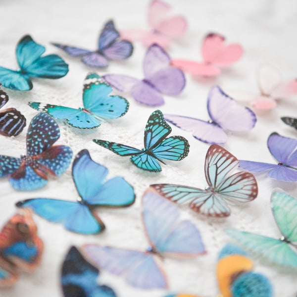 Silk Butterfly hair clips with Swarovski Crystal - Choose any 3.