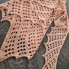 Lightweight crochet cotton scarf shawl in yellow peach