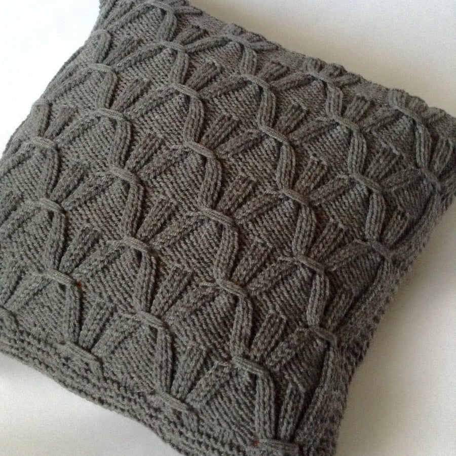 SALE Stylish grey hand-knitted cushion cover