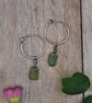 Scottish Sea Glass & Recycled Sterling Silver Hoop Earrings, Green - Image 1